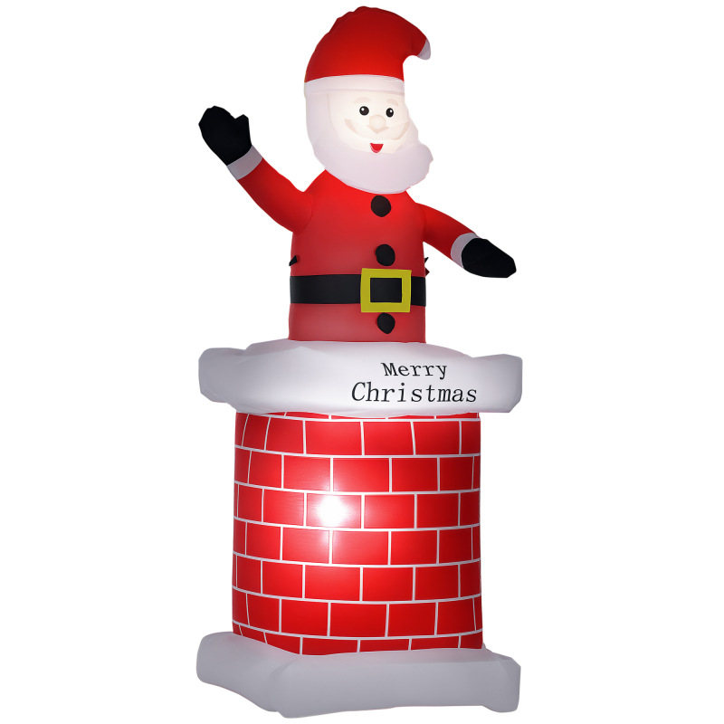 HOMCOM aufblasbarer Weihnachtsdeko 210 m Weihnachtsmann mit Schornstein selbstaufblasend für Garten & festliche Beleuchtung Aosom.de – Bild 1 von 2
