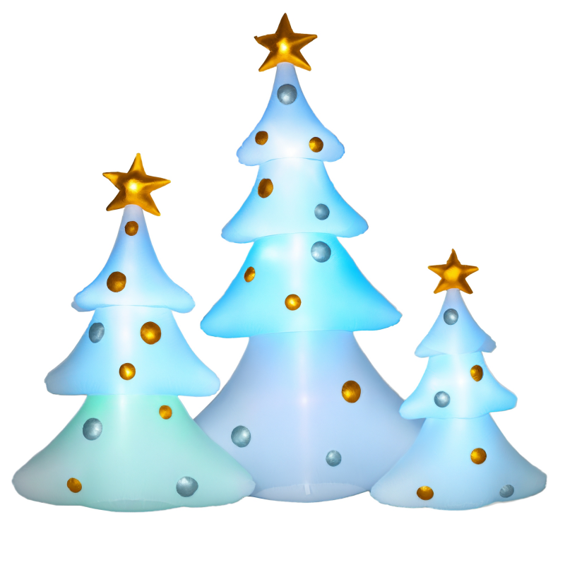 HOMCOM Aufblasbare Weihnachtsdekoration mit LED-Licht, 210 cm 3er-Set Selbstaufblasender Weihnachtsbaum Wasserdicht für Weihnachtsfeiern, Indoor, Outdoor Aosom – Bild 1 von 2