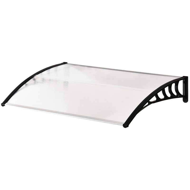 Outsunny Vordach Haustür Überdachung Pultbogenvordach 90x150cm aus Polycarbonat mit UV-Schutz in Weiß für optimalen Wetterschutz Aosom.de – Bild 1 von 2
