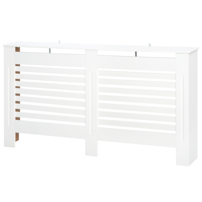 HOMCOM Heizkörperabdeckung mit Lamellen und Regal, moderne Heizkörperverkleidung aus MDF, 172x19x81 cm, Weiß Aosom – Bild 1 von 2