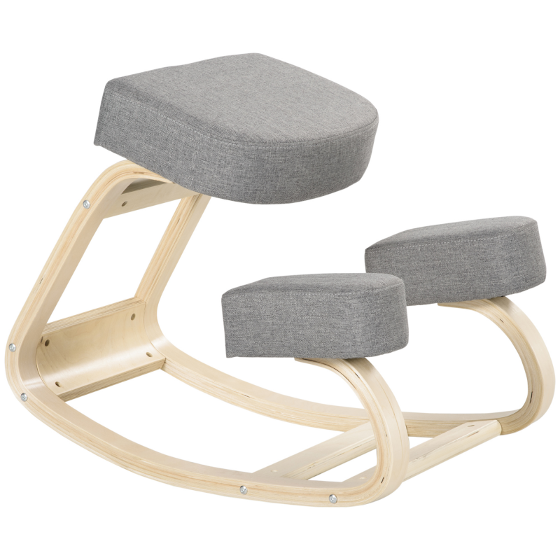 Vinsetto Ergonomischer Kniestuhl, Kniehocker Gesundheitsstuhl für Zuhause, Büro, Meditation, zur Verbesserung der Rückenschmerzen Nackenschmerzen Lindern & Körperhaltung Grau Aosom – Bild 1 von 2
