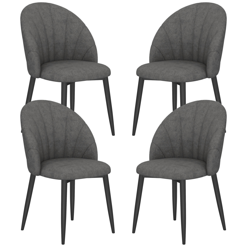 HOMCOM Esszimmerstühle 4er Set Küchenstuhl mit Samtoptik, Ergonomischer Rückenlehne, modern Polsterstuhl mit Stahlbeine, Stühle für Esstisch Esszimmer, Dunkelgrau Aosom – Bild 1 von 2