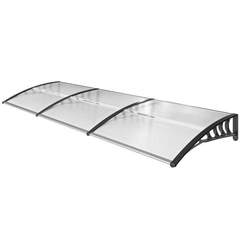 Outsunny Vordach für Haustür Überdachung 90 x 295 cm, Pultbogenvordach mit UV-Schutz, Haustürdach Sonnenschutz aus Polycarbonat Regenschutz Aosom – Bild 1 von 2