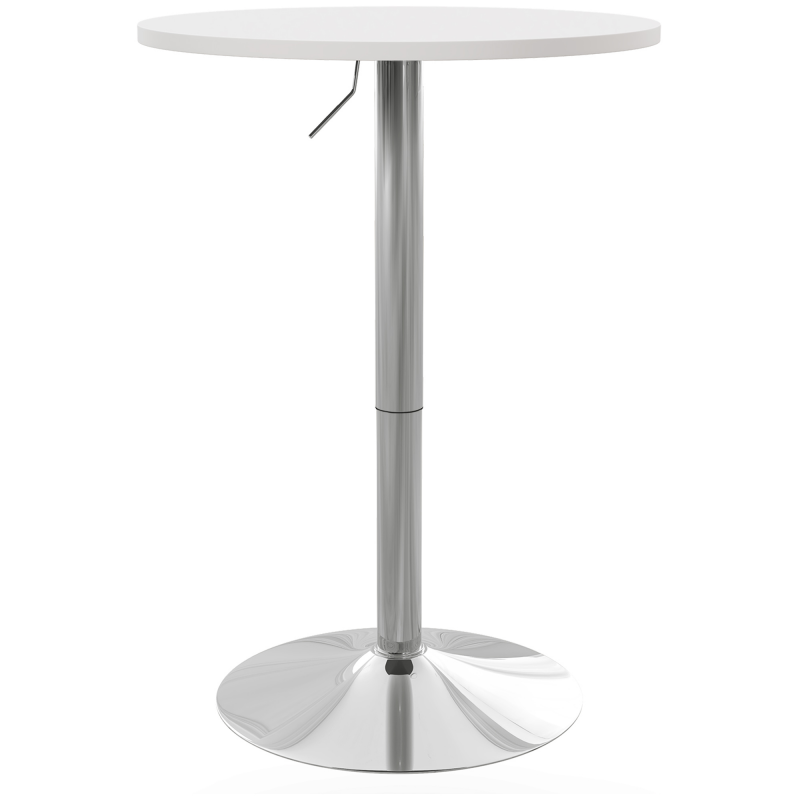 HOMCOM Runder Bartisch Hoher Küchentisch Stehtisch Höhenverstellbar 69-91 cm mit 360° drehbarer Tischplatte weiß und silberfarbenes Stahlgestell Aosom – Bild 1 von 2