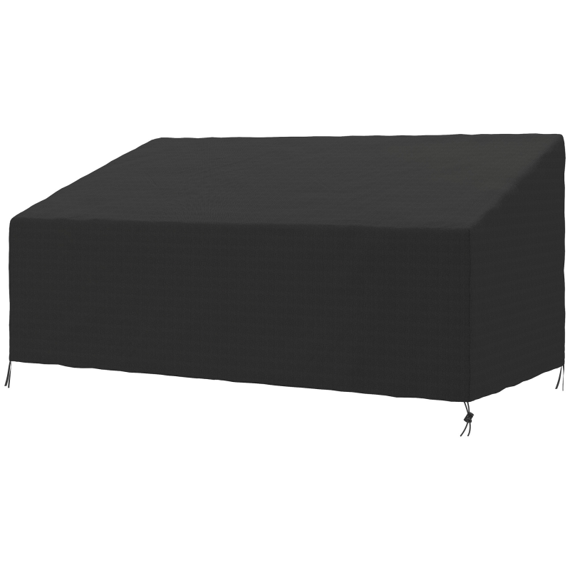 Outsunny Schutzhülle für Gartenbank 3-4 Sitzer, Wasserdichte Outdoor Sofa Abdeckung, 600D Oxford-Gewebe mit UV- und Staubschutz, 218x111x63/101 cm für Terrasse, Hof, Schwarz Aosom – Bild 1 von 2