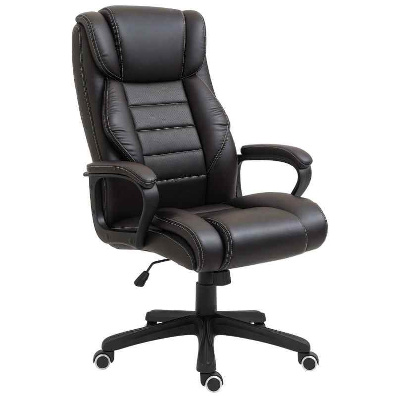 Vinsetto Bürostuhl mit Massagefunktion, Ergonomischer Chefsessel mit Vibrationsmassage, Wippfunktion, Höhenverstellbarer Schreibtischstuhl Drehstuhl, Braun Aosom – Bild 1 von 2