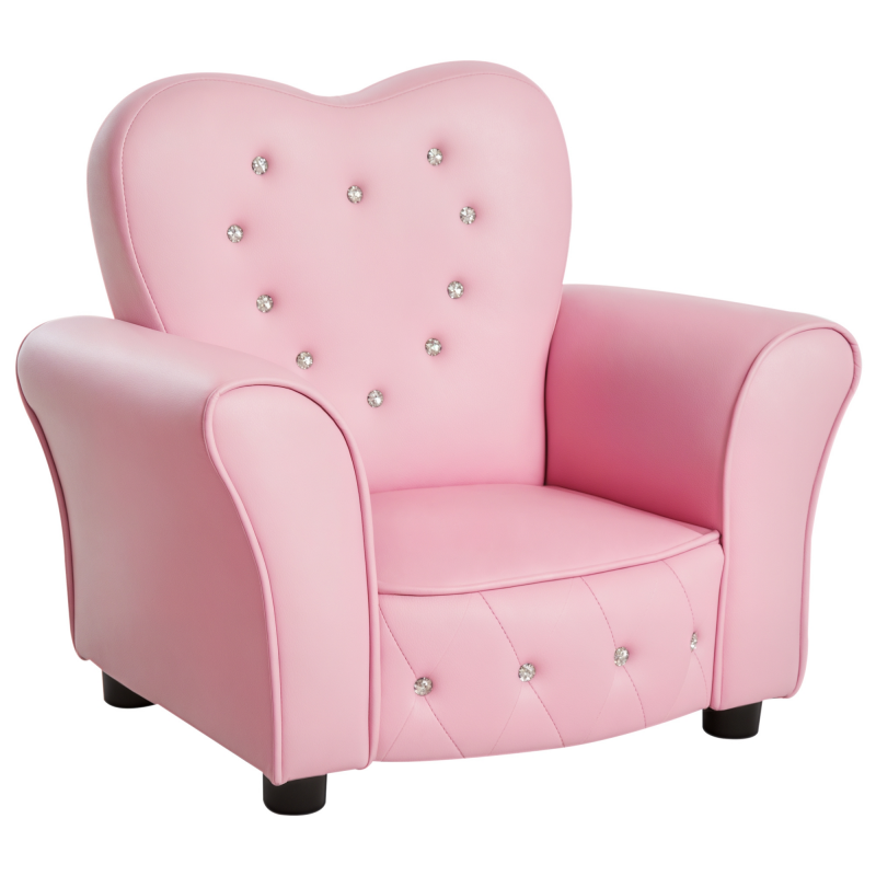HOMCOM Kindersofa Prinzessin herzförmiger Kindersessel rosa gemütliches Kinderzimmer Sofa L59xB41,5xH49cm für Kinder Aosom.de – Bild 1 von 2