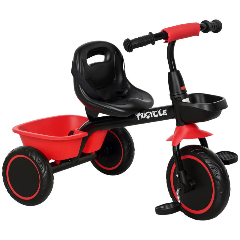 AIYAPLAY Dreirad Kinderdreirad mit Beckengurt und Pedalen, höhenverstellbarer Sitz und Fahrradkorb für Kinder von 2-5 Jahren Aosom.de – Bild 1 von 2