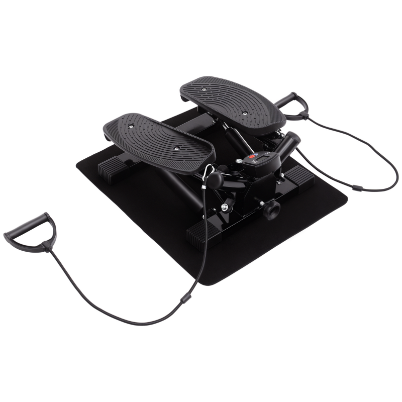 HOMCOM Mini Stepper Sidestepper Fitness Heimtrainer mit Trainingsbändern schwarz, kompakt & effektiv für Zuhause Aosom.de – Bild 1 von 2