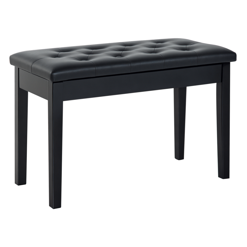HOMCOM Klavierhocker Klavierbank traditioneller Landhausstil mit Stauraum, Gummiholz, Kunstleder schwarz, 76x36x50 cm für Musiker Aosom.de – Bild 1 von 2