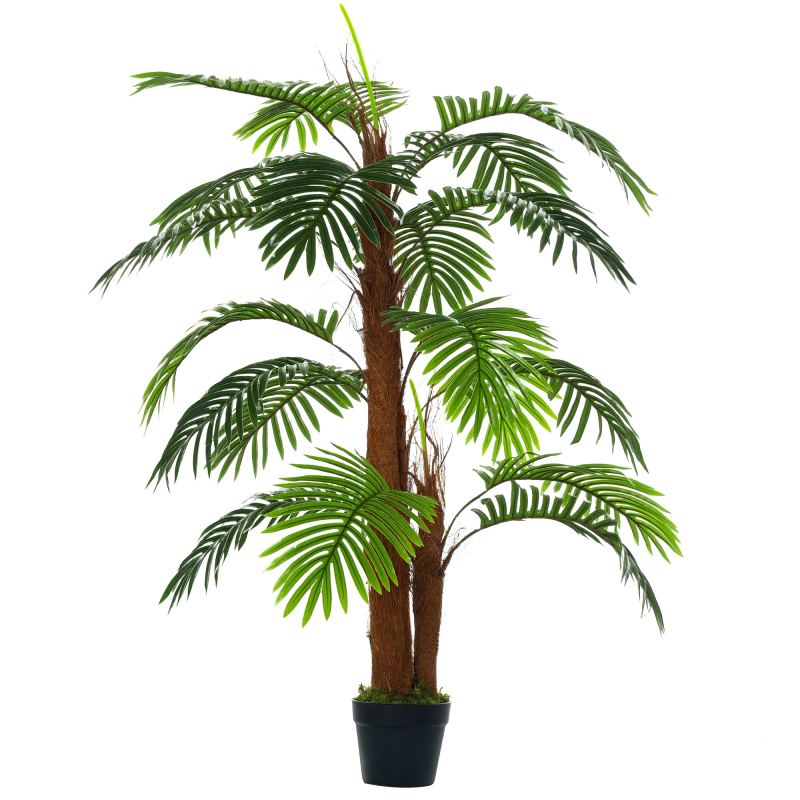 HOMCOM Künstliche Palme 120cm naturgetreue Kunstpflanze für Innen und Außen im Kunststofftopf pflegeleicht & langlebig Aosom.de – Bild 1 von 2