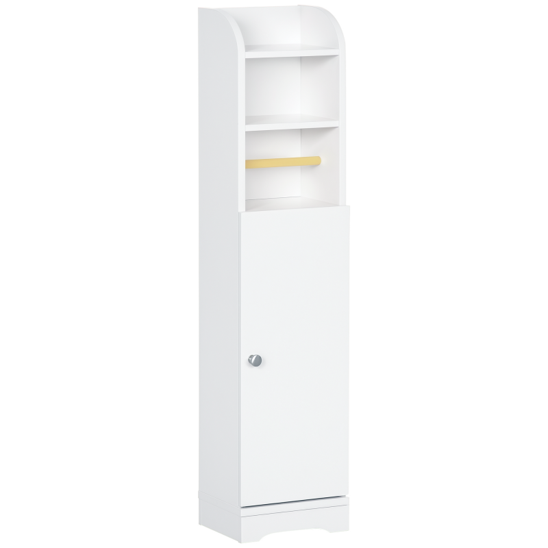 kleankin Badezimmerschrank Badschrank mit 2 Offenen Ebenen, Schrankfach, Eckschrank mit Toilettenpapierhalter, Toilettenschrank für Bad, Weiß, 23 x 18 x 100 cm Aosom – Bild 1 von 2