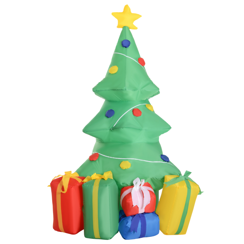 HOMCOM Aufblasbare Weihnachtsdekoration mit LED-Licht, Geschenken, 150 cm Selbstaufblasender Weihnachtsbaum Wasserdicht für Weihnachtsfeiern, Indoor, Outdoor Aosom – Bild 1 von 2