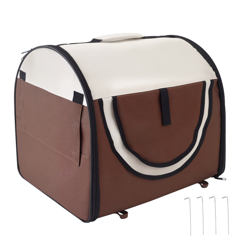 PawHut Hundebox Faltbare Hundetransportbox & Haustierrucksack mit Kissen, wasserdicht, Oxfordstoff, Kaffee Aosom – Bild 1 von 2