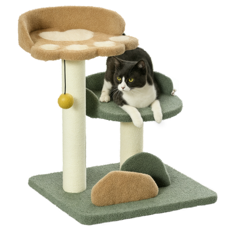 PawHut Kratzbaum, leicht zu bewegen, 52 cm Katzenkratzbaum mit 2 Ebenen, Spielball, Sisal, für Indoor Aosom – Bild 1 von 2