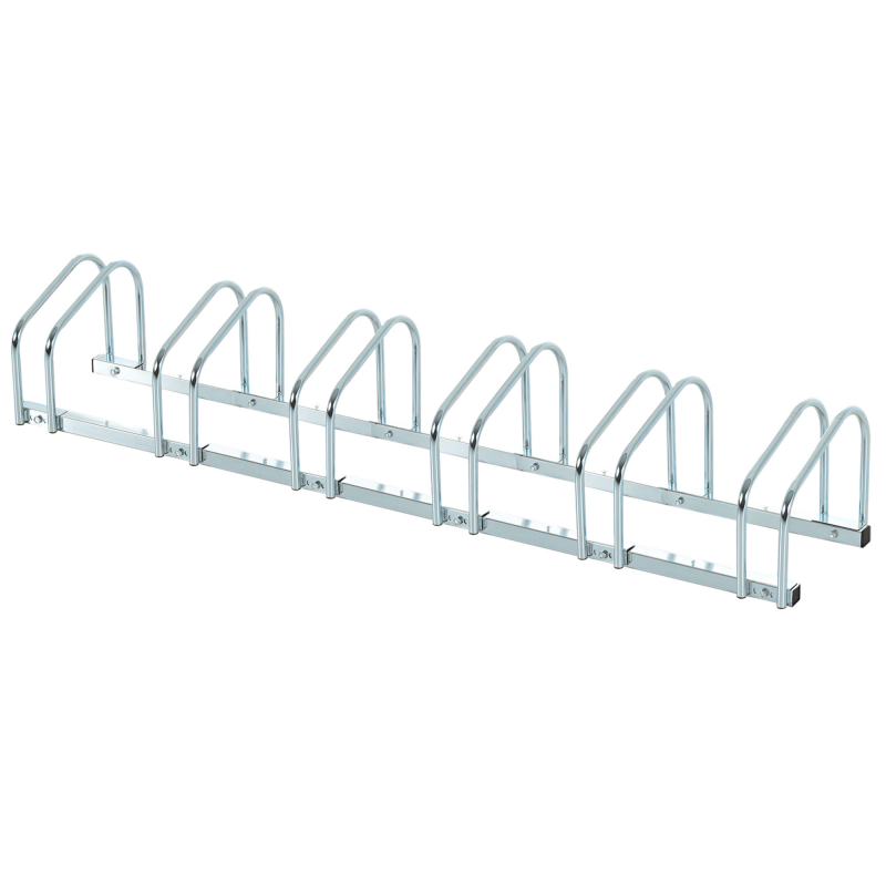 HOMCOM Fahrradständer für bis zu 6 Räder wetterfest langlebig Boden- & Wandmontage aus Stahl Silber 179x33x27cm Aosom.de – Bild 1 von 2