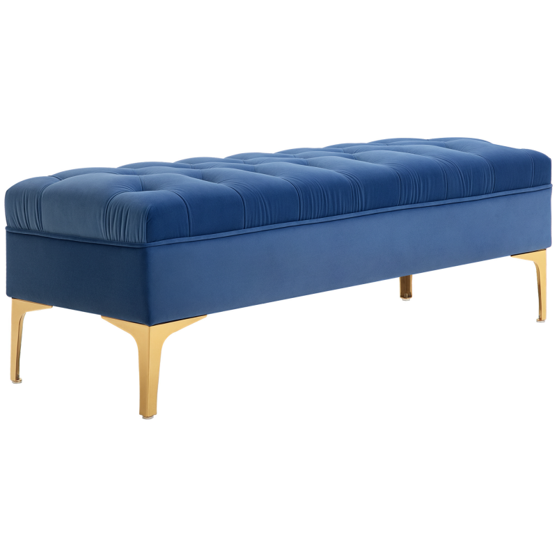 HOMCOM Sitzbank Bettbank Schuhbank Samt Blau 118 x 45 x 42 cm mit erhöhten Beinen für Schlafzimmer & Flur Aosom.de – Bild 1 von 2