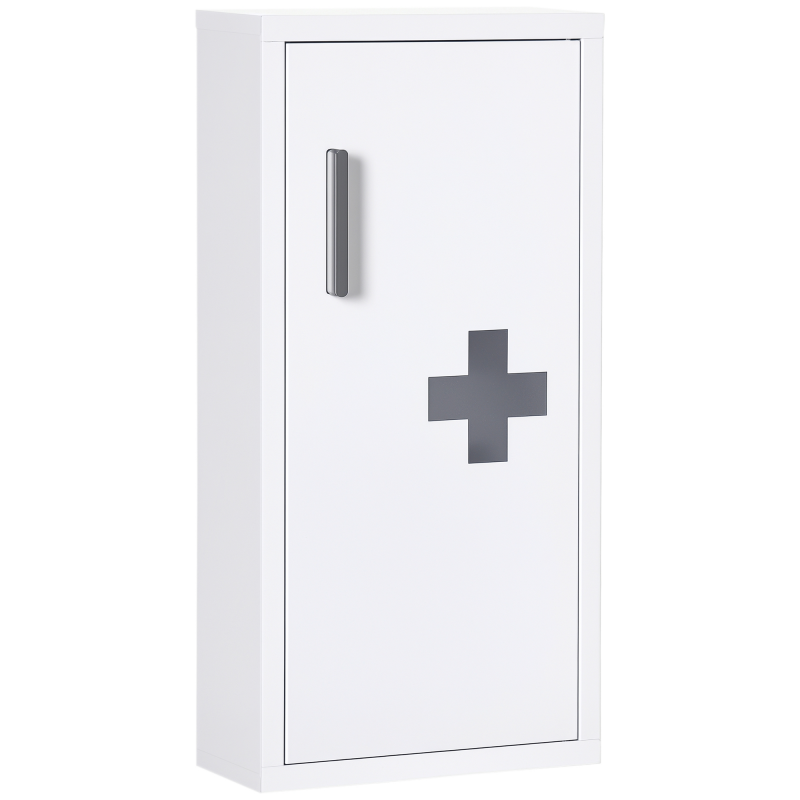 kleankin Medizinschrank Erste Hilfe Schrank Weiß mit 3 Innenfächern & Magnetverschluss für Medikamente 40x15x53,5 cm Aosom.de – Bild 1 von 2