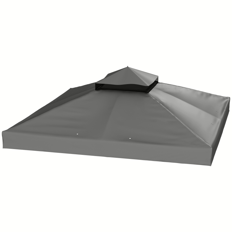 Outsuuny Ersatzdach für Pavillon 3 x 3 m, wasserdicht Pavillondach, Doppeldach Ersatzbezug für Gartenpavillon, Ersatzteile aus Oxford-Stoff, 370 g/m², Dunkelgrau Aosom – Bild 1 von 2