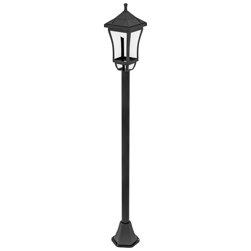 Outsunny Solar Gartenlaterne 127 cm Gartenlampe mit Kaltweiß LED Licht, Wegleuchte mit Lichtsensor, Gartenleuchte, IP44 Wasserdicht, für Außen, Schwarz Aosom – Bild 1 von 2