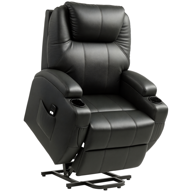 HOMCOM Relaxsessel, Fernsehsessel mit Aufstehhilfe, mit Aufbewahrungstasche, verstellbarer Winkel, Fernbedienung, 84 x 92 x 109 cm, Schwarz Aosom – Bild 1 von 2
