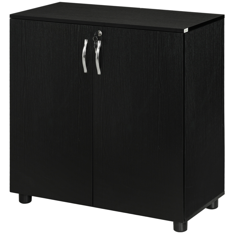 Vinsetto Schrank für Dokumente mit Schloss, Büroschrank mit 2 Türen und 2 Regalen, Aufbewahrungsschrank mit Griff aus Aluminiumlegierung, für Zuhause Büro Garage, 80x40x80 cm, Schwarz Aosom – Bild 1 von 2
