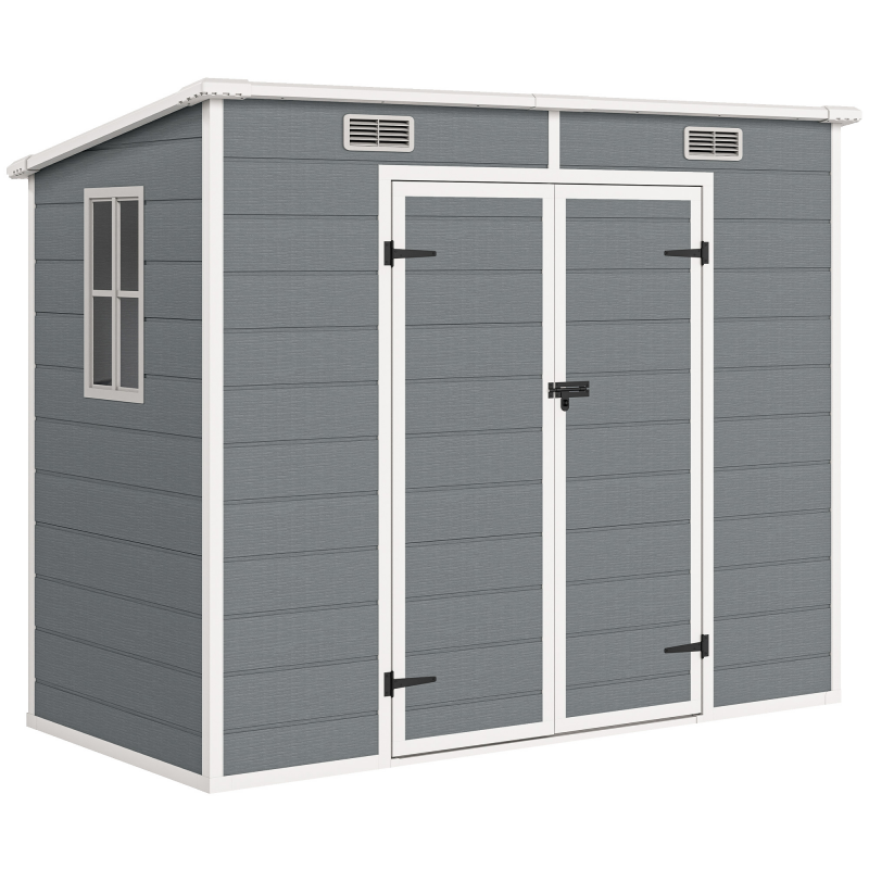 Outsunny Metallgerätehaus 2,4 x 1,3 m, Geräteschuppen wasserdicht, Geräteschuppen für den Garten, Grau Aosom.de – Bild 1 von 2