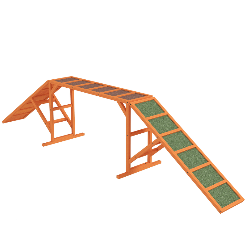 PawHut Hunde Agility Steg Agility-Ausrüstung für Hunde mit Sicherheitsstange, rutschfeste Oberfläche Agility-Gerät für Garten, 325 x 55 x 69 cm, Orange Aosom – Bild 1 von 2