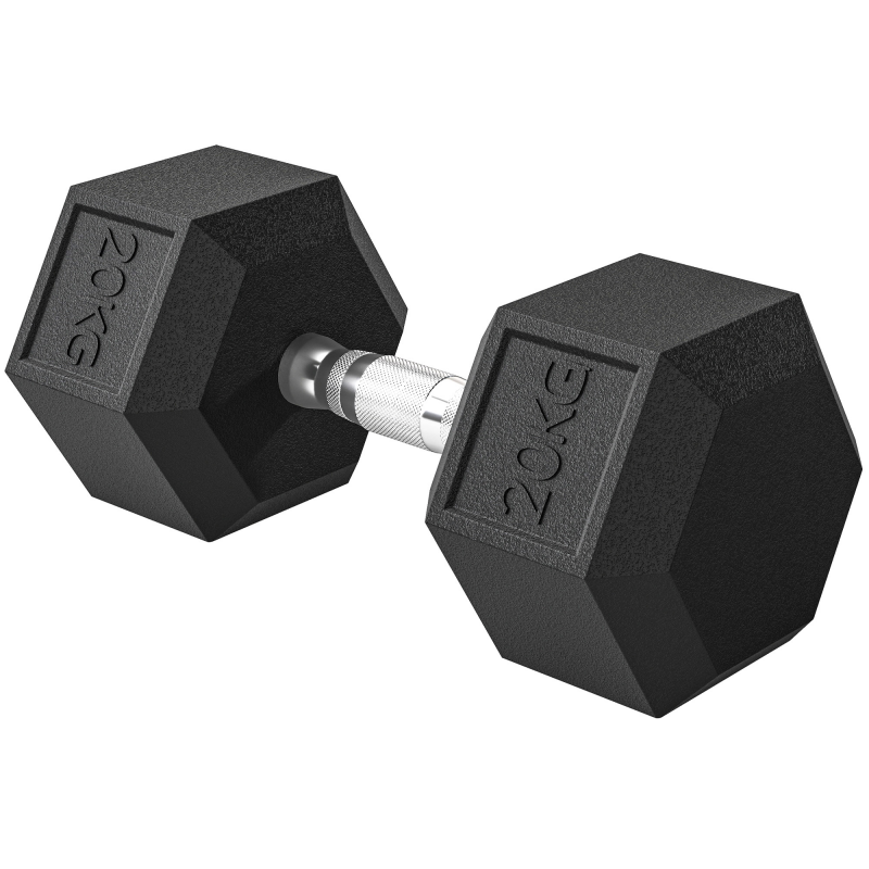 HOMCOM Hexagon Kurzhantel, 20 KG, Gusseisen mit Gummiüberzug, Schwarz Aosom – Bild 1 von 2