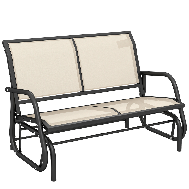 Outsunny Schaukelstuhl 2-Sitzer Gartenbank Gartenschaukel Sitzbank Parkbank Metall Gartenmöbel Schwarz+Beige 120 x 70 x 85 cm Aosom – Bild 1 von 2
