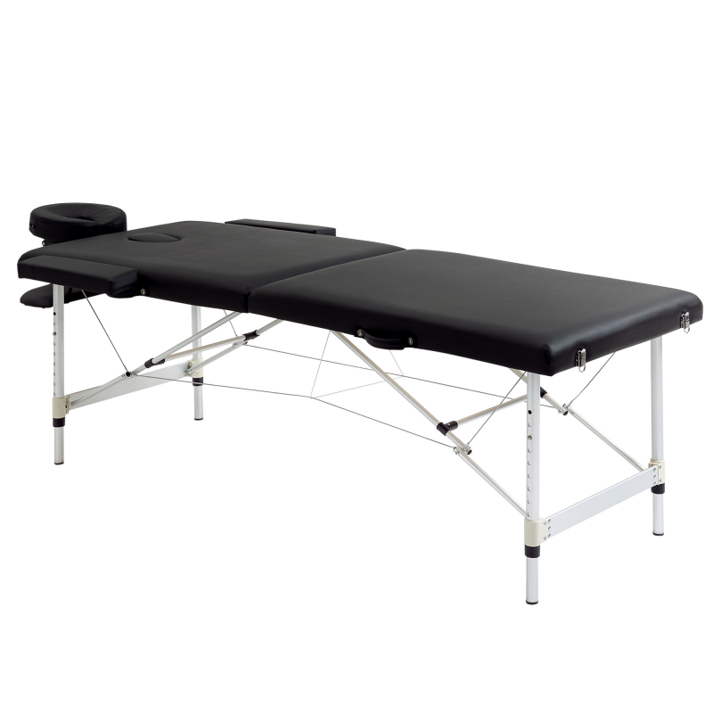 HOMCOM Massageliege, 2 Zonen klappbarer Massagetisch mit Kunstleder-Bezug, Kopfstütze, Armlehnen, Tasche, höhenverstellbare Massagebank 90cm Breit bis 225 kg belastbar, Schwarz Aosom – Bild 1 von 2