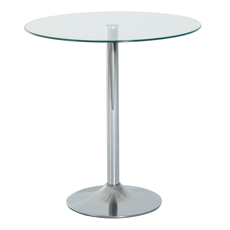 HOMCOM Esstisch, Runder Küchentisch mit Tischplatte aus Glas, Moderner Kaffeetisch Bartisch mit Metallgestell, Esszimmertisch für 2 Personen, Ø70 x 74,5 cm, Transparent Aosom – Bild 1 von 2