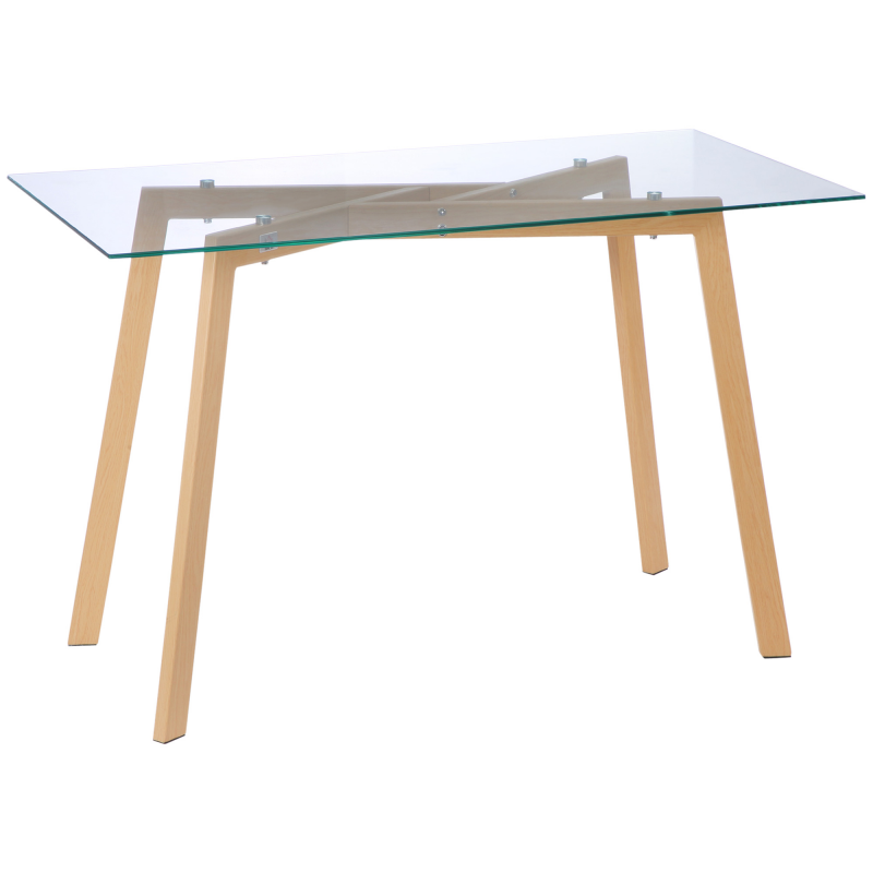 HOMCOM Esstisch Glas Küchentisch 120 x 60 cm Esszimmertisch für 4 Personen Moderner Tisch mit Stahlbeine für Esszimmer, Küche, kleine Räume Transparent Aosom – Bild 1 von 2