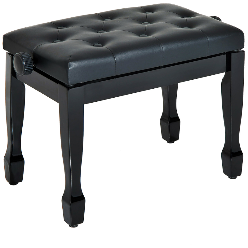 HOMCOM Klavierhocker höhenverstellbar Klavierbank Kosmetikhocker aus Massivholz mit Kunstlederbezug Schwarz 64 x 35 x 45-55 cm Aosom.de – Bild 1 von 2