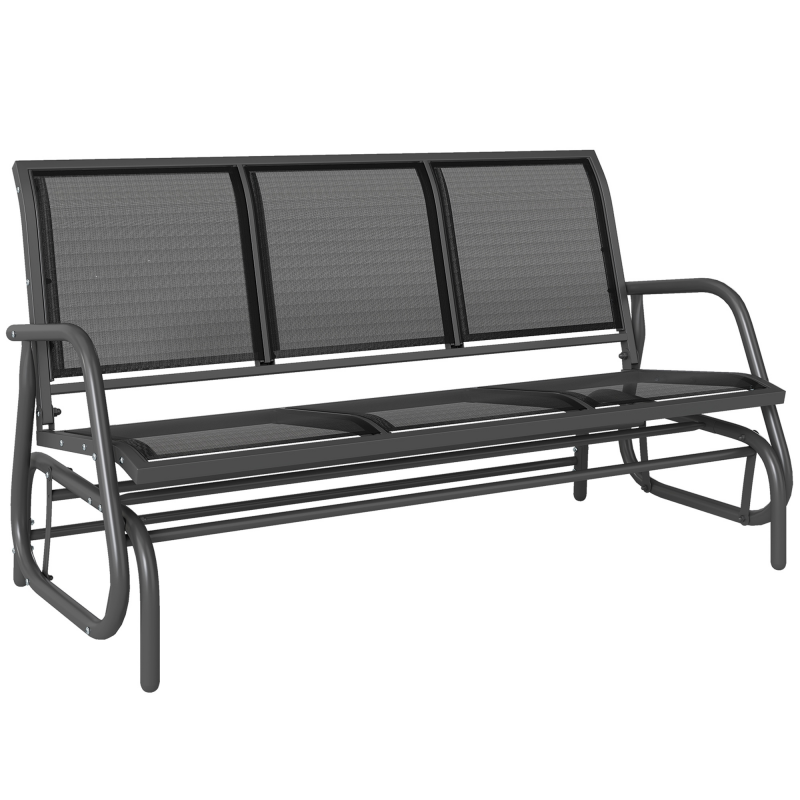 Outsunny Schaukelstuhl 3-Sitzer Robuste Gartenbank als Gartenschaukel, Metall, wetterfest, Schwarz, 151x75x85cm Aosom – Bild 1 von 2