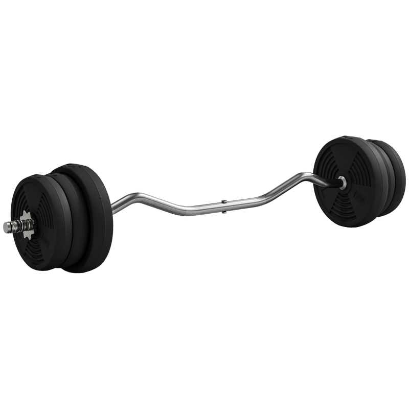 SPORTNOW Hantelset 25 kg Gesamtgewicht, Langhantelstange mit 5 kg und 2,5 kg Gewichtsscheiben, Langhantelstange mit rutschfestem Griff, Fitnessübungen, Training zu Hause und im Fitnessstudio, schwarz Aosom – Bild 1 von 2