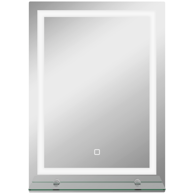 kleankin Badspiegel mit Beleuchtung, Wandspiegel mit 3 Lichtfarben, IP44 Lichtspiegel mit Touch-Schalter, Memory-Funktion, Badezimmerspiegel aus Alu, 50 x 70 cm Aosom – Bild 1 von 2