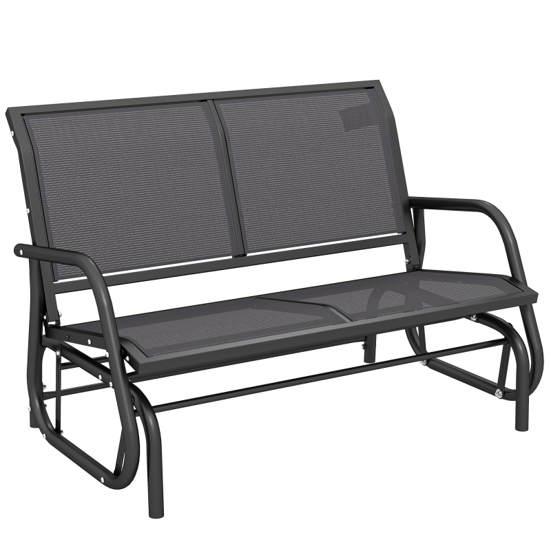Outsunny Schaukelstuhl 2-Sitzer Gartenbank wetterfest Gartenschaukel Sitzbank Metall Gartenmöbel Schwarz bis 200 Kg belastbar 120 x 70 x 85cm Aosom – Bild 1 von 2