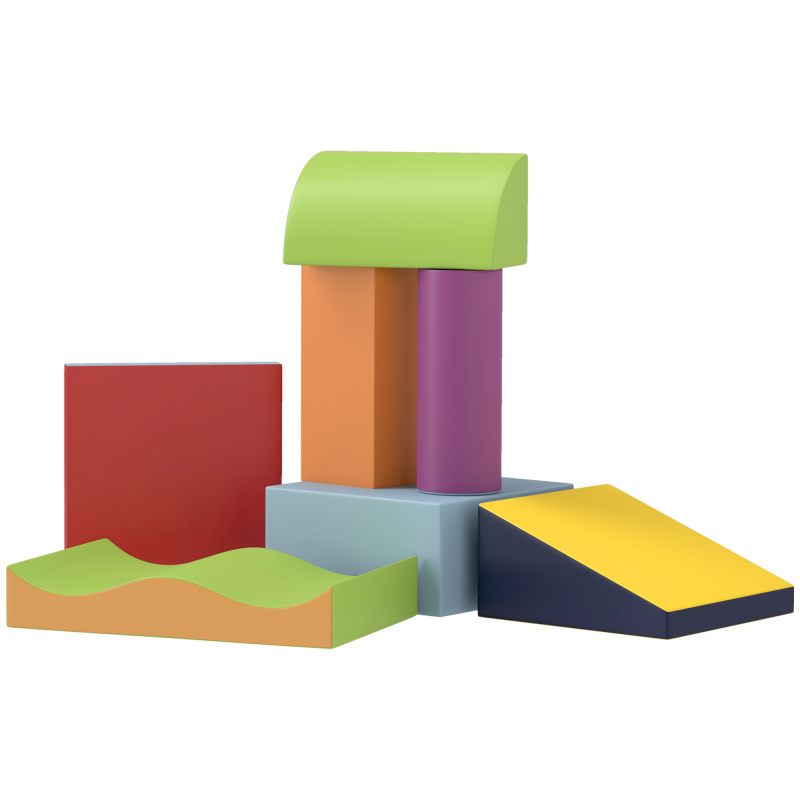 HOMCOM Softbausteine 7er Set Schaumstoff Bausteine Riesenbausteine Bauspielzeug für Kinder 1-3 Jahre alt Kunstleder EPE Aosom.de – Bild 1 von 2