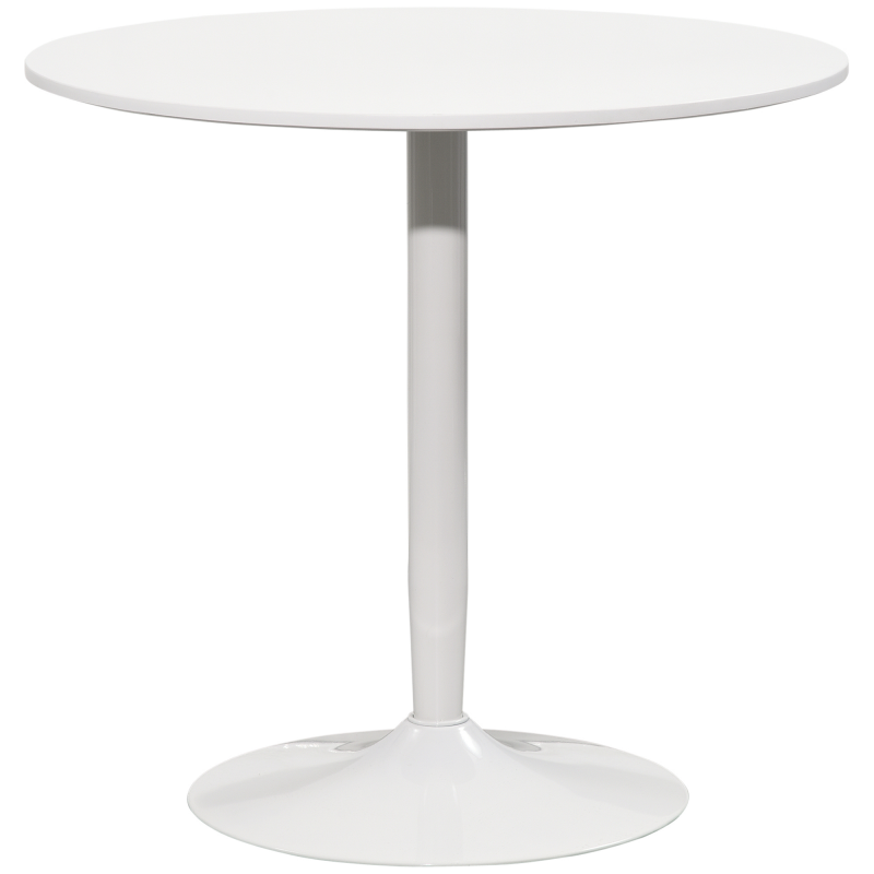HOMCOM Esstisch, Runder Küchentisch, Moderner Esszimmertisch für 2 Personen, Bartisch Säulentisch mit Stahlbein, Rutschfester Fußauflage, Kaffeetisch für Wohnzimmer, Ø80 x 75 cm, Weiß Aosom – Bild 1 von 2