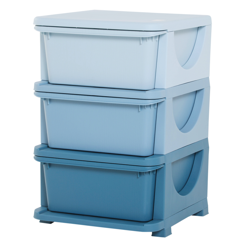 HOMCOM Spielzeugaufbewahrung, 3Ebenen, Kommode Kinderzimmer, kleiner Schubladenschrank für Kinder, Blau Aosom.de – Bild 1 von 2
