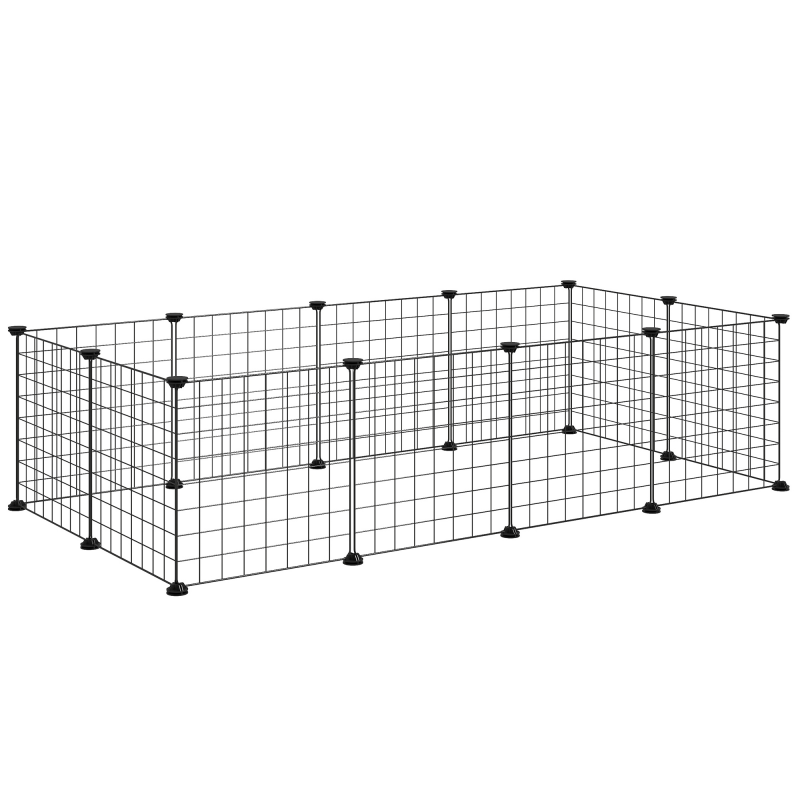PawHut Freilaufgehege Kleintier Metallgitter Freigehege Flexibel Schwarz 106x73x36cm Aosom – Bild 1 von 2