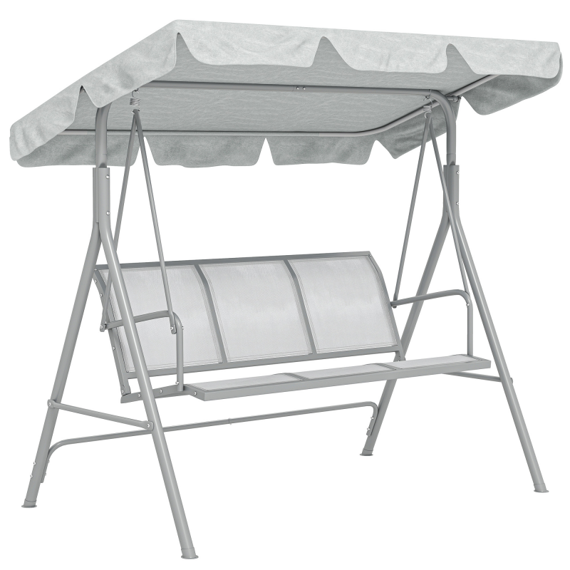 Outsunny 3-Sitzer Hollywoodschaukel, mit verstellbarem Sonnendach, belastbar bis 240 kg, für Garten, 171x108x154cm, Grau Aosom.de – Bild 1 von 2