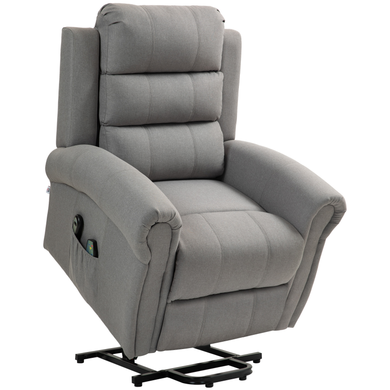 HOMCOM Fernsehsessel mit Aufstehhilfe Elektrisch Relaxsessel mit Liegefunktion, Heizfunktion, Massagesessel mit Taschenfeder Aosom – Bild 1 von 2