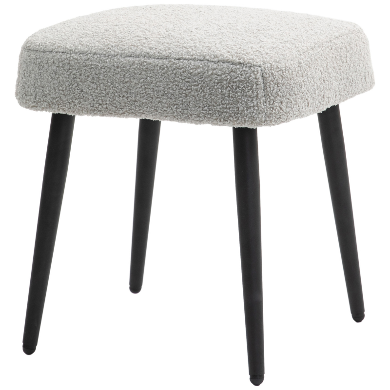 HOMCOM Fußhocker Sitzhocker quadratisch mit Kaschmir-Optik, Fußstütze mit Stahlbeinen, ideal für Wohnzimmer & Schlafzimmer, hellgrau Aosom.de – Bild 1 von 2