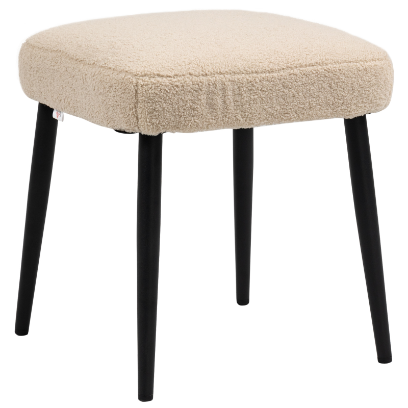 HOMCOM Fußhocker quadratischer Sitzhocker Schminkhocker Kaschmir-Optik mit Stahlbeinen für Wohnzimmer Schlafzimmer Beige 42x42x47cm Aosom.de – Bild 1 von 2
