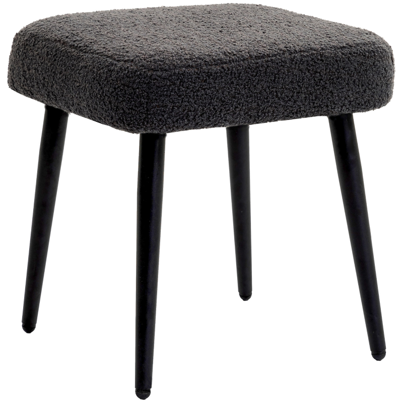 HOMCOM Fußhocker Sitzhocker quadratisch mit Kaschmir-Optik, Dunkelgrau, Stahlbeine, ideal für Wohnzimmer & Schlafzimmer Aosom.de – Bild 1 von 2