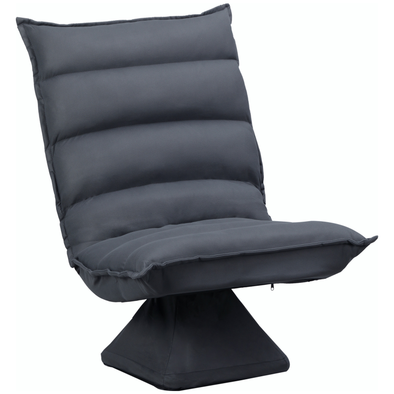 HOMCOM Relaxsessel Bodensofa 360° drehbar mit 5-stufig verstellbarer Rückenlehne, Stahl Dunkelgrau für entspanntes Sitzen Aosom.de – Bild 1 von 2