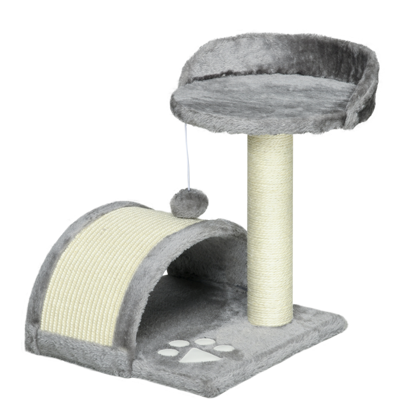 PawHut Kratzbaum Katzenbaum mit Spielbällen Katzenkratzbaum Sisalseil-Kratzstangen Grau 35,5 x 37 x 46 cm Aosom – Bild 1 von 2