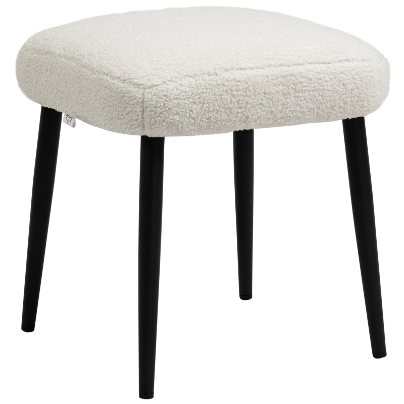 HOMCOM Fußhocker quadratischer Sitzhocker Schminkhocker Kaschmir-Optik mit Stahlbeinen für Wohnzimmer Schlafzimmer Creme 42x42x47cm Aosom.de – Bild 1 von 2